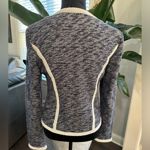 Tart Collections Georgiana Sweater Jacket Navy Cream Women Large - Picture 7 of 12